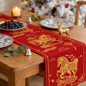 r New Year Decorations, 13x47inch Chinese New Year Table Runner 2026 Years of The Horse 2026 Decorations, Spring Festival Kitchen Dining Table De (Option: 13*72)