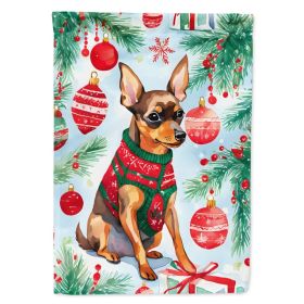 Miniature Pinscher Christmas House Flag Large Porch Sleeve Pole Decorative Outside Yard Banner Artwork Wall Hanging, Polyester, House Size, Multi (Option: Default)