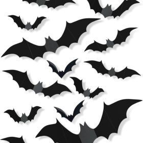120 Pcs 3D Halloween Bat Decorations, 5 Sizes, Removable Wall Decor For Indoor Party Display (Option: Bat)