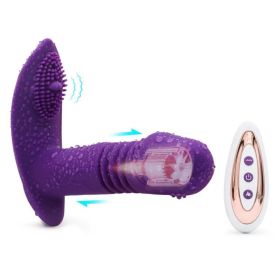 2-in-1 Remote Control Wearable Panties Telescoping Vibrator Heating Sex Toys For Couples, G Spot Stimulator With 10 Thrusting&Vibrating Modes (Option: Purple)