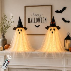 2 Piece Halloween Ghost Decorations With String Lights, Remote Control Spooky Indoor Decor (Option: Small Standing Ghost)