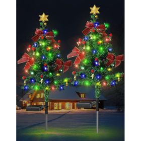 Solar Christmas Tree Outdoor Courtyard Decoration Landscape Lamp (Option: Bow Knot)