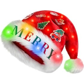Kids LED Santa Hat With Lights, DIY Christmas Hat For Boys & Girls (Option: Red)