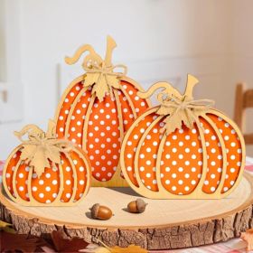 Pumpkin Decor, Thanksgiving Fall Decorations For Home, Wooden Pumpkin Autumn Decor, 3 PCS Handmade Crafts (Option: Orange)
