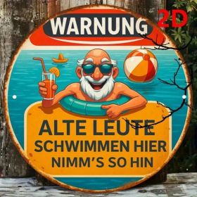 CIFbuy Vintage Swimming For Seniors Pool Warning Sign 8x8 Inch 2D Flat Round Plaque Decor For Pool Bathroom Changing Room Vacation Home TikTok, T (Option: defaulttitle)