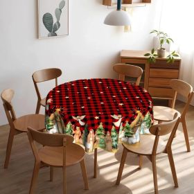 Christmas Round Tablecloth 60 inch Christmas Nativity Table Cloth Xmas Tree Table Cloths Decorations for Home Kitchen Dining Red Buffalo Plaid (Option: Christmas Nativity Red Buffalo Plaid)