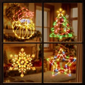 4 Pack Christmas Window Lights,Santa Face, Christmas Tree, Snowflake, Star (Option: Multicolor)