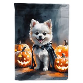 White Pomeranian Puppy Halloween House Flag Large Porch Sleeve Pole Decorative Outside Yard Banner Artwork Wall Hanging, Polyester, House Size, M (Option: Default)