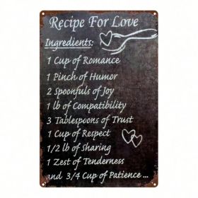 CIFbuy Vintage Recipe For Love Metal Wall Sign, 2D Flat Retro Iron Tin Wall Art 8x12 Inch, Funny Marriage Recipe Chart Decor Sign, Humo TikTok, T (Option: defaulttitle)