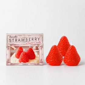 ROXELIS Strawberry-Shaped Candle Set, 3 Pieces (Option: 3 Pieces)