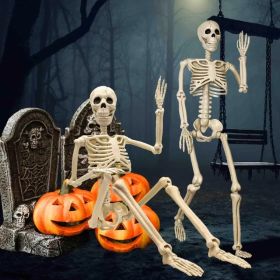 2 Pack 36"Halloween Skeleton - 3 ft Life Size Human Skeleton with Full Body Posable Joints Plastic Skeleton for Halloween Skeletons Decor Yard Pa (Option: White)
