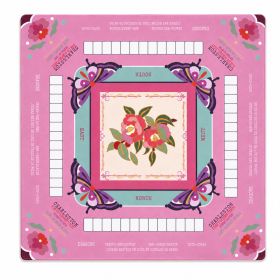 American Mahjong Playing Mat With Printed Charleston Guide, 80 X 80cm Square Table Mat For 4 Players, Floral Butterfly Design (Option: American Mahjong Playing Mat-Pink)