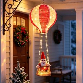 39 Inch Christmas Santa Claus Hot Air Balloon Lantern, Festive Holiday Hanging Decoration (Option: Red)