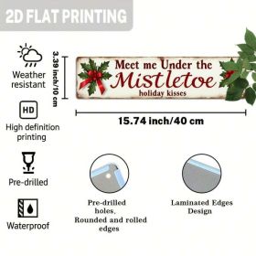 Vintage Christmas Wall Decor Meet Me Under The Mistletoe, Metal Sign Art (Option: A)