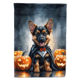 German Shepherd Puppy Halloween House Flag Large Porch Sleeve Pole Decorative Outside Yard Banner Artwork Wall Hanging, Polyester, House Size, Mu (Option: Default)