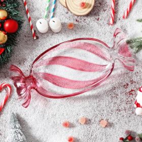 Christmas Candy Glass Plate, Christmas Theme Serving Tray for Holiday Desserts, Cookies & Candy Display, Festive Party Bowl, Red XMAS Decorations (Option: Small red-Pink)
