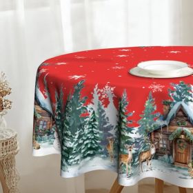 Christmas Round Tablecloth 60 inch Christmas Nativity Table Cloth Xmas Tree Table Cloths Decorations for Home Kitchen Dining Red Buffalo Plaid (Option: Christma Tree Snowman)