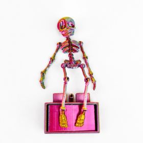 3D Printed Dancing Skeleton Aquarium Ornament, Bubble Motion Fish Tank Decor With Base, Multiple Colors (Option: 3D Printed-1PCS-Pink)