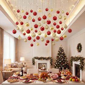 78 Pack Red And Gold Christmas Ball Ornaments, Classic Hanging Ceiling Decorations (Option: MULTI)