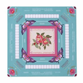 American Mahjong Playing Mat With Printed Charleston Guide, 80 X 80cm Square Table Mat For 4 Players, Floral Butterfly Design (Option: American Mahjong Playing Mat-Green)