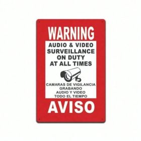 CIFbuy Home Security Warning Sign CCTV Surveillance Bilingual Spanish English Metal Wall Sign (TikTok, Temu Pick-up Service) (Option: defaulttitle)