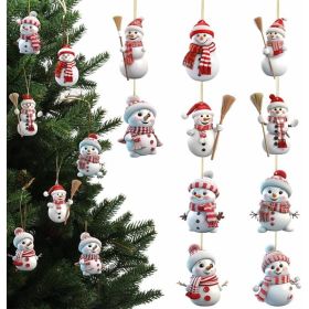 10 Pack Cute Acrylic Snowman Ornaments, Shatterproof Christmas Tree Decorations (Option: White)
