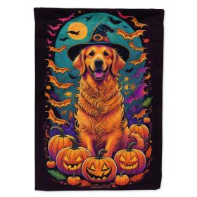 Golden Retriever Witchy Halloween House Flag Large Porch Sleeve Pole Decorative Outside Yard Banner Artwork Wall Hanging, Polyester, House Size, (Option: Default)