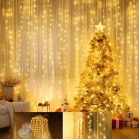 Minetom Curtain Lights, 300 LED Dimmable Twinkle Fairy Lights, 8 Modes (Option: Warm White)