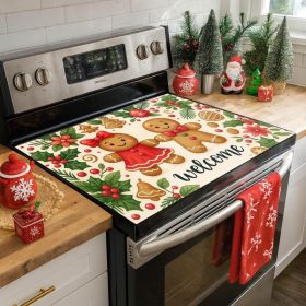 Christmas Stove Top Cover, 28 X 20 Inch Gingerbread Couple Design, Heat Resistant Kitchen Counter Cover For Holiday Home Decor (Option: MULTI)