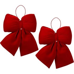 2PCS Red Velvet Large Christmas Bow Decorations (Option: Red)