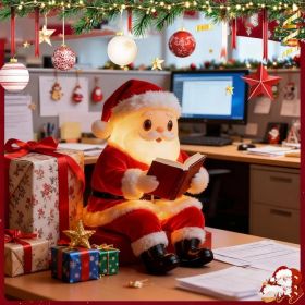 Santa Claus Reading Book Lamp, Christmas Santa Reading Book Lamp, Cute Light Up Santas Statue Vintage, Christmas Table Decor Vintage Night Light (Option: Red)