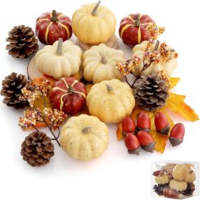 Pumpkin Decor Set, 23 PCS Fall Harvest Bowl Filler Decorations (Option: Orange)