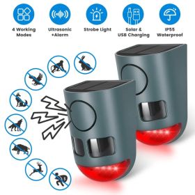 3-In-1 Ultrasonic Solar Animal Repeller Motion Activated Animal Repellent (Option: 2PCS)
