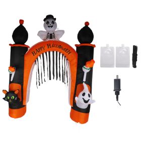 8ft Skull Ghost Inflatable Arch LED Light Indoor Outdoor Pumpkin Ghost Blow Up Archway Decoration For Home Yard Garden US Plug 100 To 120V (Option: Default)