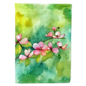 Virginia American Dogwood in Watercolor House Flag Large Porch Sleeve Pole Decorative Outside Yard Banner Artwork Wall Hanging, Polyester, House (Option: Default)