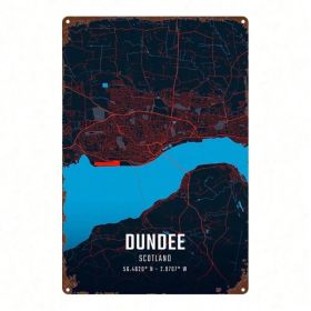 CIFbuy 1pc Dundee City Map Metal Sign 8x12 Inch Rustic Iron Wall Art, 2D Flat Nostalgic Decor For Home Bar Garage Club Restaurant Caf TikTok, Tik (Option: defaulttitle)
