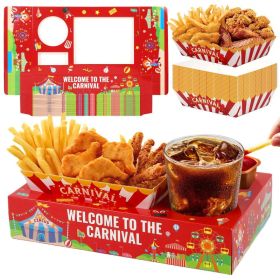 36Pcs Carnival Movie Night Paper Snack Candy Popcorn French Fries Snack Trays Carnival Movie Boxes For Snacks Tray Carnival Party Supplies (Option: A)