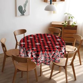 Christmas Round Tablecloth 60 inch Christmas Nativity Table Cloth Xmas Tree Table Cloths Decorations for Home Kitchen Dining Red Buffalo Plaid (Option: Winter Red Buffalo Plaid)