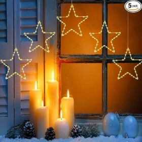 5-Pack LED Christmas Star Window Lights, 200 LEDs, 8 Modes & Remotes (Option: Yellow)