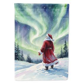 Santa Claus Watching the Northern Lights Christmas House Flag Large Porch Sleeve Pole Decorative Outside Yard Banner Artwork Wall Hanging, Polyes (Option: Default)