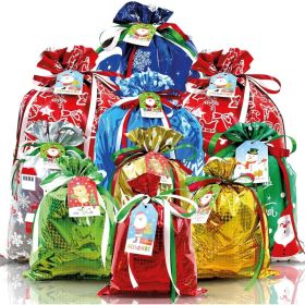 38 Pack Christmas Gift Bags, Assorted Small, Medium & Large Sizes, Holiday Gift Bags For Presents, Treats, Parties & Celebrations (Option: MULTI)