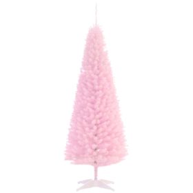 5' Artificial Pencil Christmas Tree, Slim Xmas Tree with 294 Realistic Branch Tips and Plastic Stand, Pink (Option: Pink-860x205x170 mm)