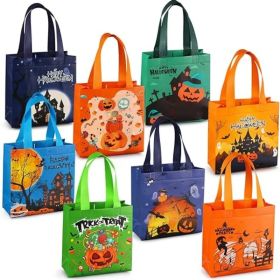 8PCS Halloween Trick or Treat Bags, Non-Woven Gift Tote Bags with Handles for Gifts Wrapping, Party Supplies, 7.9 * 7.9 * 3.15inch (Option: 8)