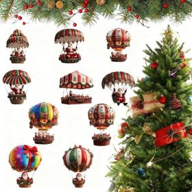 10 Pcs Acrylic Santa Hot Air Balloon Christmas Ornaments, Festive Hanging Tree Decorations (Option: MULTI)