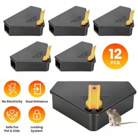 Triangular Mouse Bait Holder Stations, 6 -12Pack Lockable Reusable Bait Boxes with Keys, Durable PP Plastic for Indoor and Outdoor Placement (Option: 12 pack)