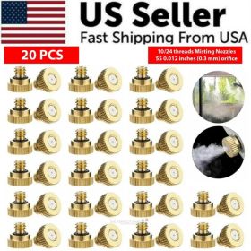 20x Brass Misting Nozzles Mister Sprinkler Outdoor Cooling System Garden Sprayer (Option: default title)