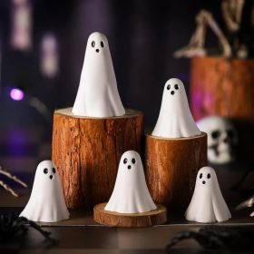 5 Pcs Halloween Ghost Figurine Resin Ghost Sculpture Statue Cute Halloween Decorations Spooky Tiered Tray Decor for Indoor Home Table Centerpiece (Option: White)
