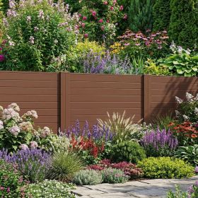 Freestanding 48 x 48 Inch Air Conditioner Fence with Metal Ground Stakes (Color: Brown)
