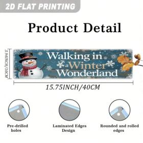 Snowman Metal Sign 2D Flat, Rustic Winter Christmas Wall Art 3.94x15.75 Decor (Option: A)