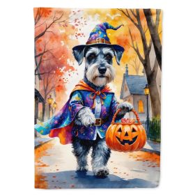 Schnauzer Halloween Trick or Treat House Flag Large Porch Sleeve Pole Decorative Outside Yard Banner Artwork Wall Hanging, Polyester, House Size, (Option: Default)